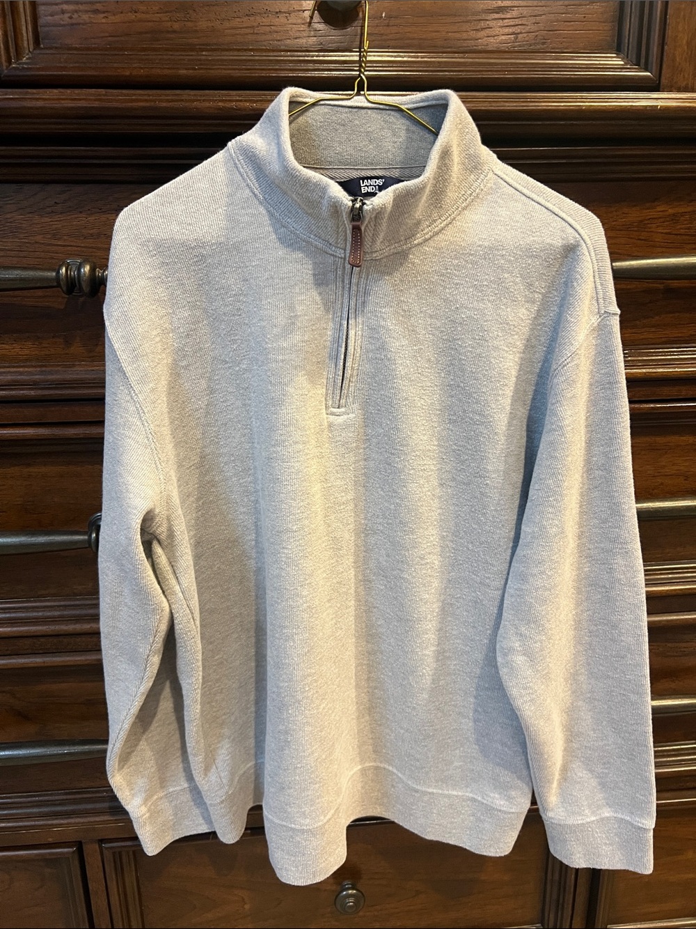 Lands' End Men's Light Gray Half-Zip Pullover
